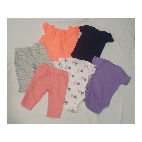 Carter's Gerber's Baby Newborn Onesie Shirt Pant Clothes Bundle 4 Just Born Baby - Picture 2 of 3